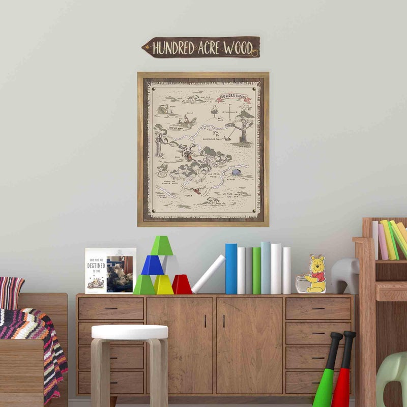 Open Road Brands Disney Winnie the Pooh Hundred Acre Wood Map Framed Wood Wall Decor - Vintage Winnie the Pooh Wall Art for Home Decorating - Image 5